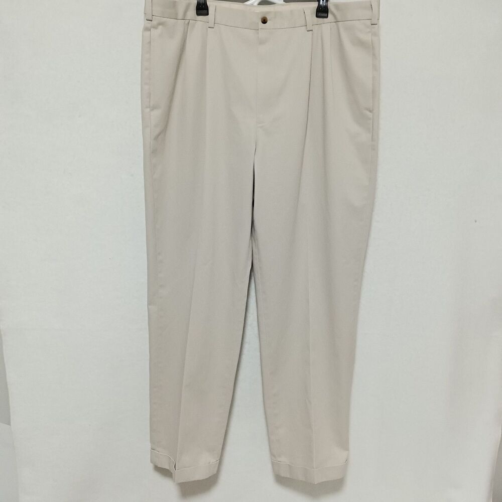 Brooks Brothers 346 Pants Men 42x34 Khaki Elliot Advantage Chino Pleated Trouser